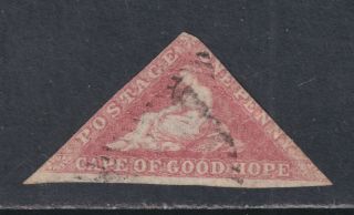 Cape Of Good Hope Sg 5a Scott 3 1858 1d Rose Triangle Imperf Scv $325