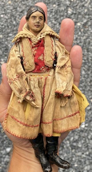 Early Antique Saba Woman W/costume European Character Bucherer Switzerland 1920s