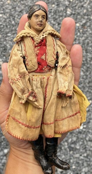 Early Antique Saba Woman w/Costume European Character Bucherer Switzerland 1920s 2