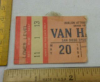 Van Halen 1984 Concert Ticket Stub So Cal