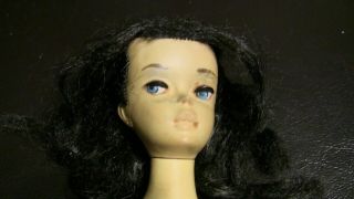Vintage Barbie 3 Brunette Ponytail Brown Eyeliner Rare 1959 60 NO Green Ear 3