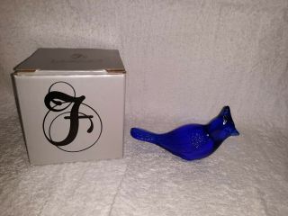 Fenton Art Glass Blue Jay Figurine,  Cobalt Blue,  5245 Kn,  Approx.  2 7/8 " Tall