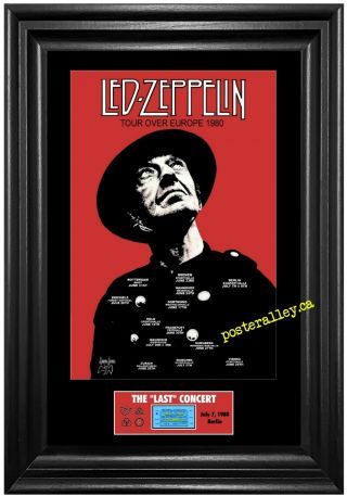 Led Zeppelin 1980 Last Concert Poster & Ticket Set Europe Tour Ready To Frame