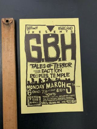 80s Punk Concert Flyer - Gbh Tales Of Terror Sacramento