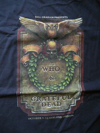 The Who Grateful Dead Bill Graham Oakland Coliseum Fillmore Poster Shirt Xl