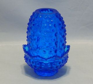 Fenton Glass Blue Hobnail Fairy Lamp