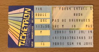 1984 Rush Grace Under Pressure Tour Montreal Concert Ticket Stub Neil Peart