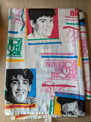 Vintage 1990 Nkotb Kids On The Block Twin Bed Sheet 1990 Big Step Prod.  Guc
