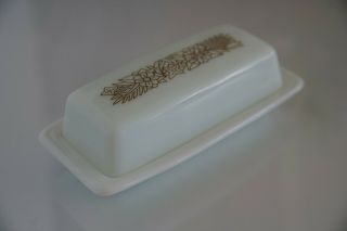 Vintage Pyrex Woodland Covered Butter Dish Brown Flowers Corning Ware Usa