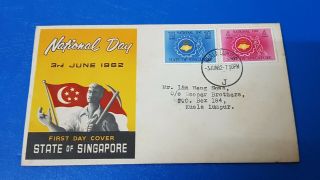 Singapore Malaya Malaysia Cross Use Fdc National Day 1962 Kuala Lumpur Kl Cover