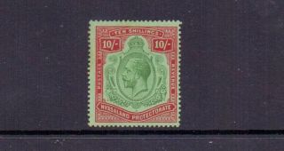 Nyasaland 1913 Gv 10/ - Pale Green & Deep Scarlet/green Sg96 Mh (crease) Cat £130
