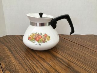 Corning Ware Tea Pot P - 104 Le The Spice Of Life 6 Cup W/silver Lid Vintage
