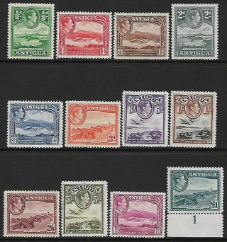 Antigua - Gvi - 1938/48 Definitives Set Of 12 - Mm Sg98/109 Cat £130