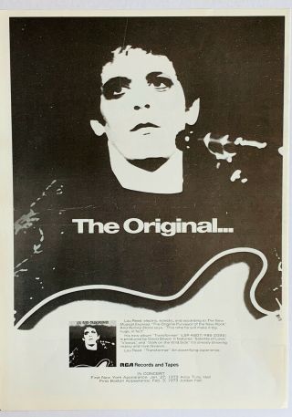 Lou Reed Vintage 1972 Poster Advert Transformer Velvet Underground Mick Rock