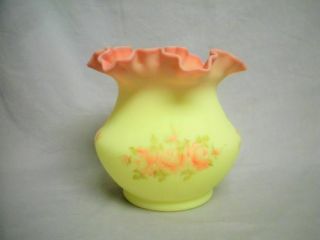 Vintage Fenton Hand Painted Burmese Art Glass Vase Alice Farley Uranium