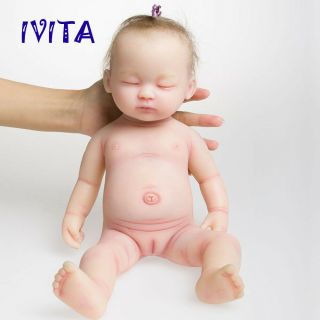 15  Rooted Hair Eyes Closed Sleeping Girl Full Body Silicone Reborn Baby Doll