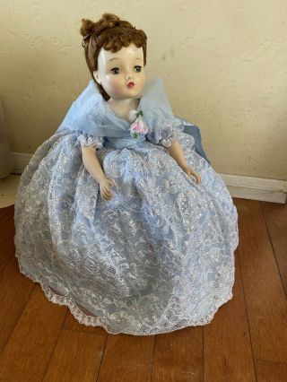 Vintage Madame Alexander Cissy 20 " Doll Tagged Blue Lace Gown