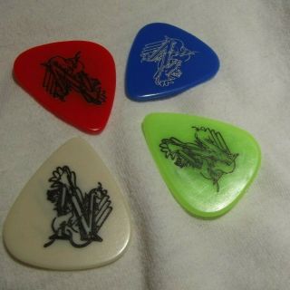 Nelson Gunnar,  3 Band 1991 Signature Guitar Pick Set Of 4 Red White Blue Green