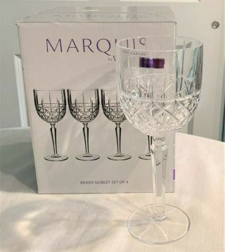 Marquis By Waterford Set Of 4 Brady Water Wine Goblets Crystalline Nib