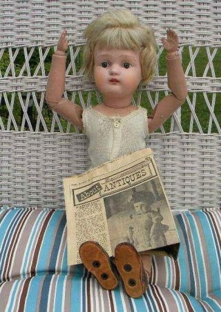 Rare Antique Schoenhut Doll Wooden Doll 22 " Miss Dolly Shoes & Hair