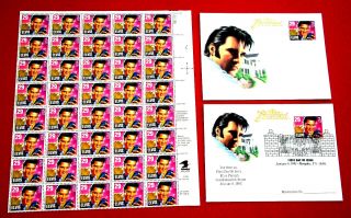 40 - Sheet 1992 Elvis Presley 1st Issue Stamps,  2 Rare Types River Group 1st Issue