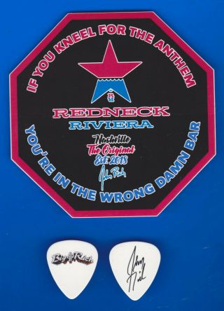 Redneck Riviera Bar Sticker,  Big & John Rich Guitar Pick Nashville Usa Decal