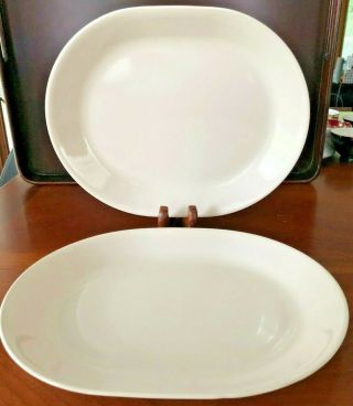 Set Of 2 Corelle Livingware Sandstone Beige 12 " Oval Serving Platters By Corning