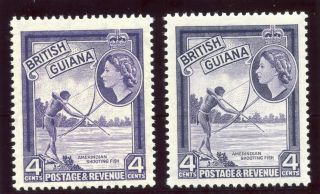 British Guiana 1954 Qeii 4c In Both Listed Shades Mnh.  Sg 334,  334ab.