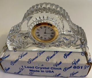 Vintage Princess House Crystal HIGHLIGHTS Pattern Quartz Clock 851 Made In USA 2