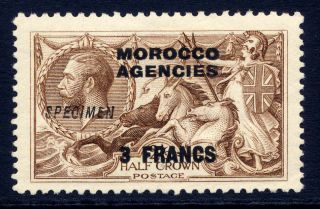 Morocco Agencies (french) 1924 - 32 Seahorse 3f On 2/6d Opt Specimen Fine Mtd