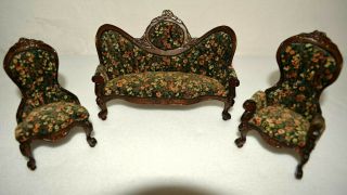 Dollhouse Miniature Sofa And Chair Set 1:12 Artist Nancy Summers 2