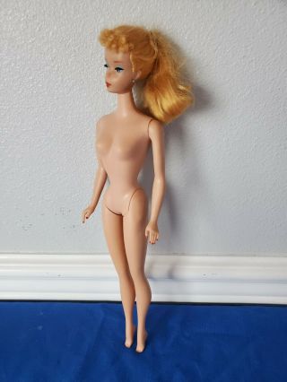 Vintage Barbie 3 With Blonde Ponytail Blue Eyeliner Earrings Untouched