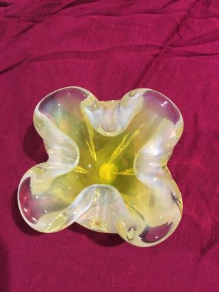Vintage Murano Flower Bowl/ashtray Yellow And Clear