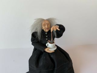 Witch W/ Mouse Tea Haunted Dollhouse Miniature 1:12 Scale Pat Benedict Ooak