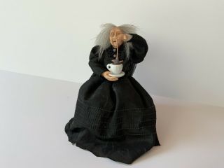 Witch W/ Mouse Tea Haunted dollhouse Miniature 1:12 scale Pat Benedict OOAK 3
