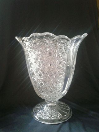 Vintage Fenton Art Glass Daisy Button Clear Glass Vase