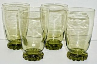 Vintage 1968 Set Of 4 Olive Green Sonnet Glasses By Libbey Retro Coolers 16 Oz