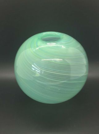 Blue,  Green And Yellow Hand Blown 6 " Round Vase