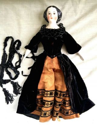 Vintage Porcelain Doll 1944 Emma Clear,  18 - 1/2 Inches,  Black Hair & Brown Eyes