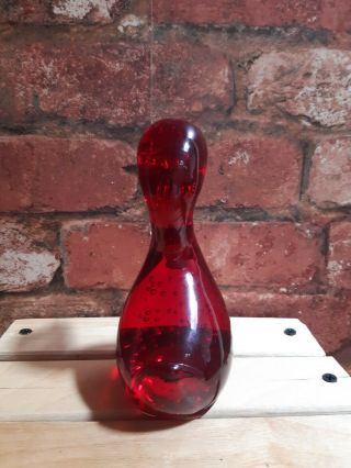 Vintage Whitefriars Ruby Red Glass Dilly Duck Ornament Paperweight Red 3