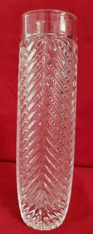 Ralph Lauren Herringbone Lead Crystal Bud Vase Signed Discontinued 7.  5”