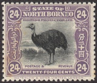 North Borneo 1925 Kgv Cassowary 24c Violet Sg288 Cat £80 With Tone Spots