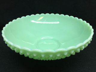 Jadeite Green Glass Large Wedding Bowl Hobnail Pattern Candy / Desert Jade Milk