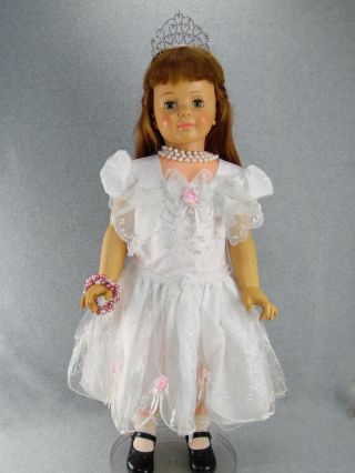 35 " Vintage Ideal Patti Playpal Doll W Cinnamon Brown Hair G - 35 W Tiara Crown,