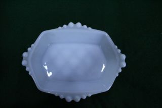 Vintage Milk Glass Hobnail Rectangular Dish 7 " X 5 1/2 "