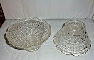 Anchor Hocking Wexford Crystal 5 " Round Footed Candle Holders Pair