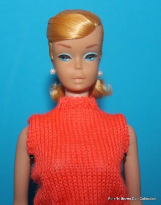 Vintage 1964 PONYTAIL SWIRL Barbie Doll Blonde w/Sweater Girl Fashion Clothes 2