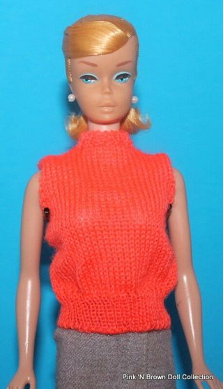 Vintage 1964 PONYTAIL SWIRL Barbie Doll Blonde w/Sweater Girl Fashion Clothes 3