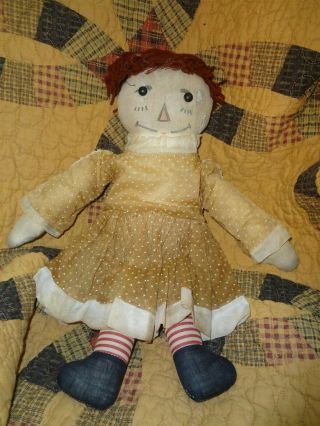 Early Cloth Volland,  1931 - 34 Raggedy Ann Doll With Wooden Heart