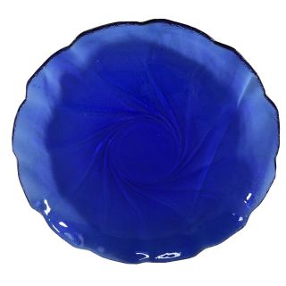 Arcoroc France Cobalt Blue Swirl Glass Dinner Plate Replacement 9.  5” Diameter
